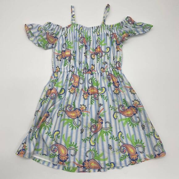 JANIE AND JACK Dress Girls Sz 10 Colorful Cold Shoulder Cotton Summer - Picture 2 of 4